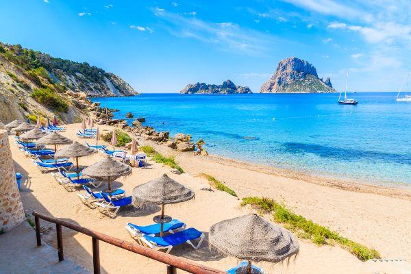 Beach scene in Ibiza, Spain