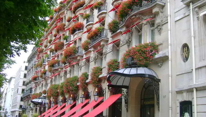 General view of the Avenue Montaigne in Paris, France on December